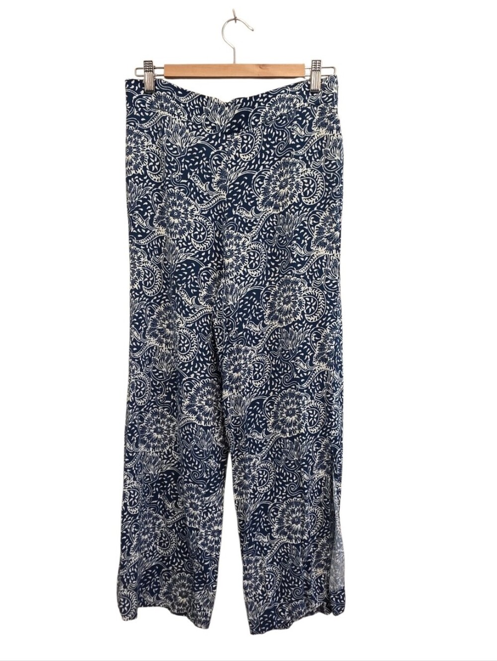 MAEVE ANTHROPOLOGIE Anika Floral Wide Leg Palazzo Beach Pants Blue White size S
